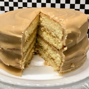 Caramel Cake 4 Layer 7 inch Old Fashioned Fudge Caramel Dessert Food Gift for Mom for Dad Holidays Birthdays Comfort Food for All Occasions