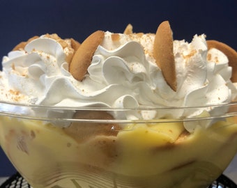 Family Size Old Fashioned Home Style Banana Pudding Banana Dessert for Family Dinner Banana Treat Banana Pudding Bowl