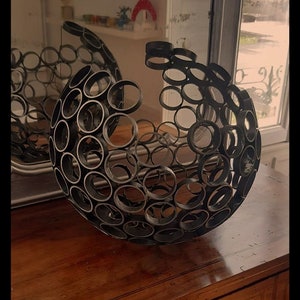Boule deco jardin métal rouillé craquelé - sphère acier corten
