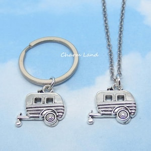 Camper Key Ring Keychain or Necklace Retro