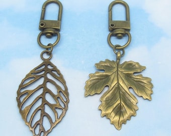 Bronze Maple Leaf Bag Charm Purse Charm Clip On