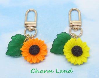 Sunflower Bag Charm Purse Charm Clip On Cottagecore