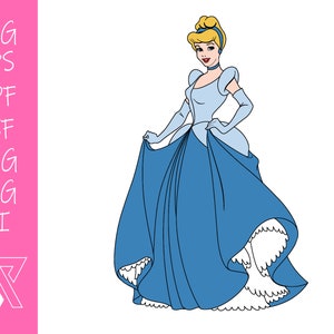 Cinderella Prinzessin Layered SVG Cricut Cut Datei Silhouette Vektor Kunstwerk Sofort Download Clip Art Sticker Druck Digitale Datei