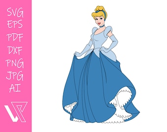 Cinderella Prinzessin Layered SVG Cricut Cut Datei Silhouette Vektor Kunstwerk Sofort Download Clip Art Sticker Druck Digitale Datei