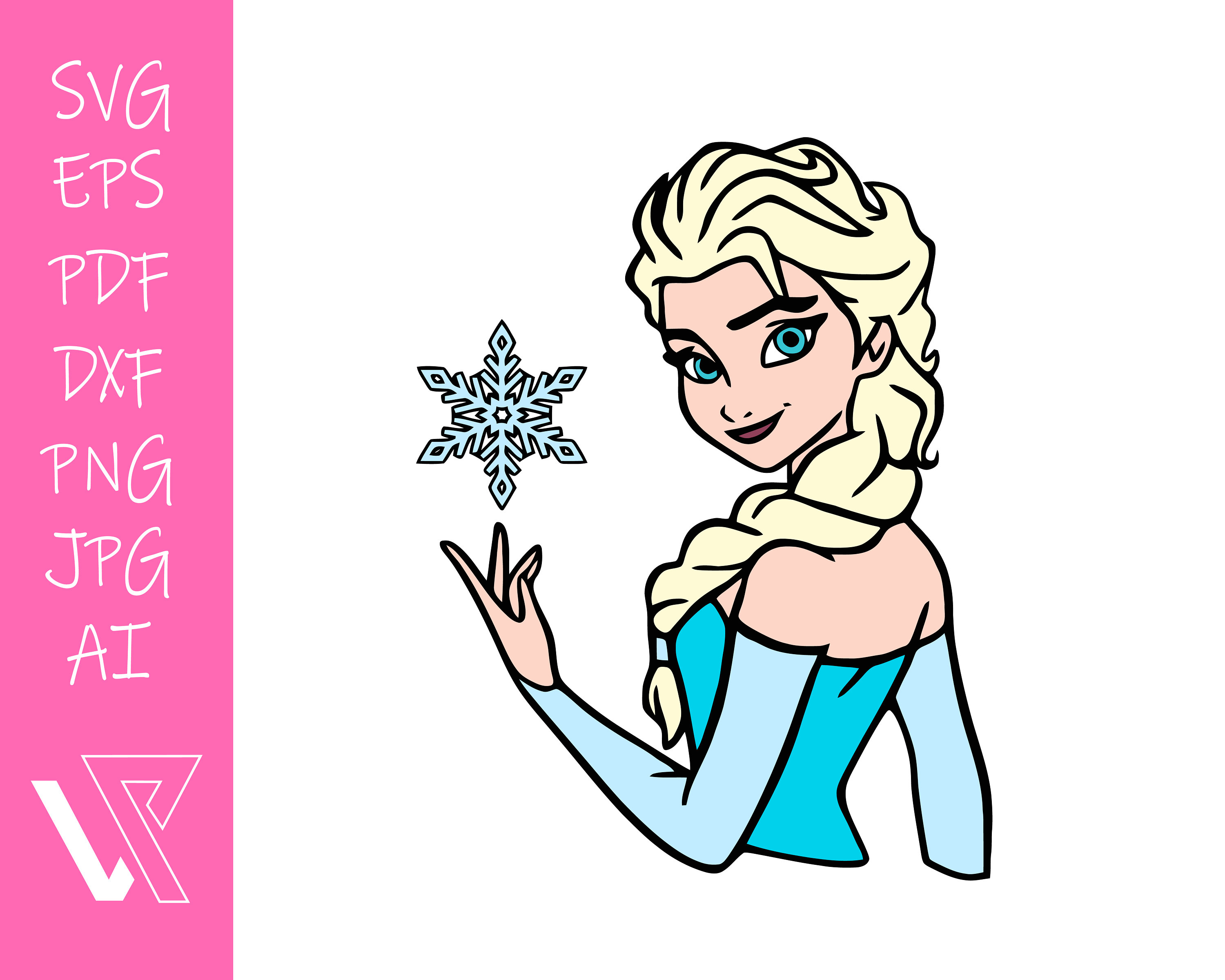Elsa Princess Layered SVG Cricut Cut File Silhouette Vector Artwork