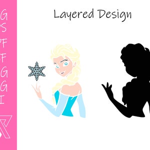 Elsa Princess Layered SVG Cricut Cut File Silhouette Vector Artwork