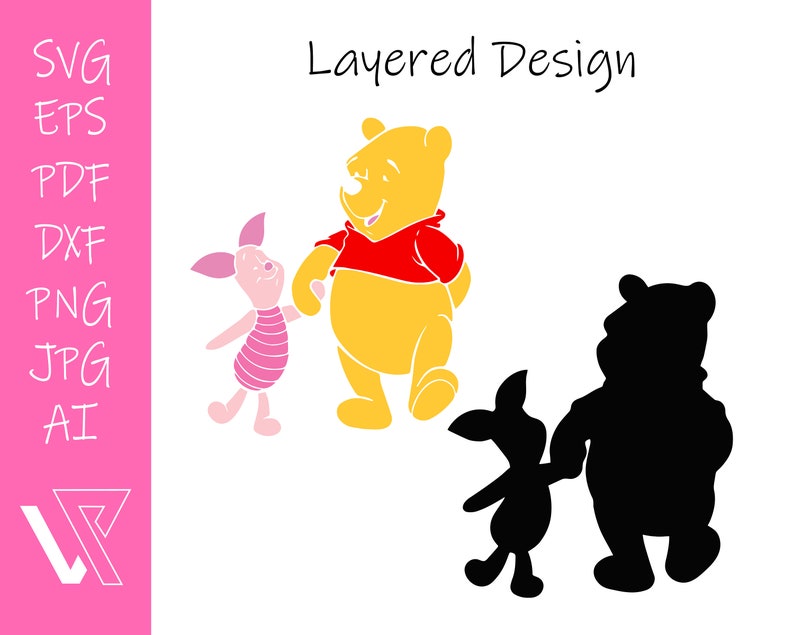 Winnie the Pooh and Piglet Layered SVG Cricut Cut File - Etsy