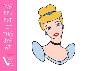 Cinderella Prinzessin Layered SVG Cricut Cut Datei Silhouette Vektor Kunstwerk Sofort Download Clip Art Sticker Druck Digitale Datei