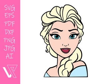 Elsa Prinzessin geschichtet SVG Cricut Schnitt Datei Silhouette Vektor Kunstwerk Sofort Download Clip Art Aufkleber Druck digitale Datei