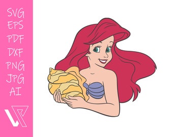 Ariel Little Mermaid  Layered SVG Cricut Cut File Silhouette Vector Artwork Instant Download Clip Art Sticker Print Digital File