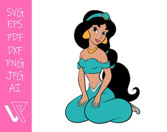 Jasmin Prinzessin SVG Layered SVG Cricut Cut Datei Silhouette Vektor Kunstwerk Sofort Download Clip Art Aufkleber Druck Digitale Datei