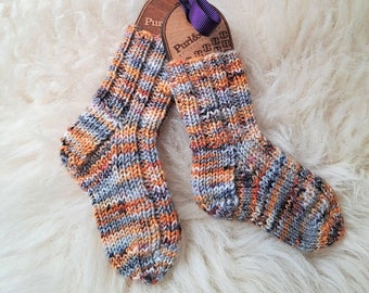 Wee Beasties Hand Knit Newborn Socks in the shade 'Grorange'