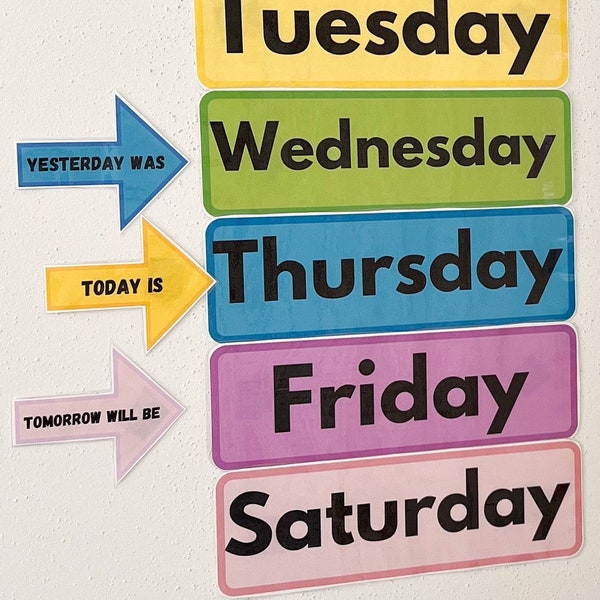 Days of the Week Printable, Learning the Seven Days of the Week, Classroom Days of the Week Decor, School Wall Decorations, Daycare Learning