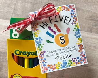 Hi Five Birthday Party Gift Tag Printable, 5th Birthday Party Favor Tag, Hi Five Classroom Gift Label, Thanks for Coming Party Tag