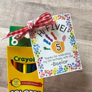 Etiqueta para presente de festa de aniversário Hi Five para impressão, etiqueta para lembrancinha de festa de 5º aniversário, etiqueta para presente de sala de aula Hi Five, etiqueta para festa Obrigado por vir