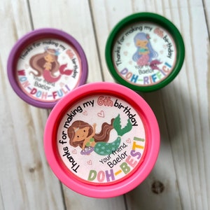Personalized Mermaid Birthday Play-Doh label, Birthday Playdoh Class Favor, Classroom Gift Tag, Girl Class Birthday Favor, Non Candy Treat