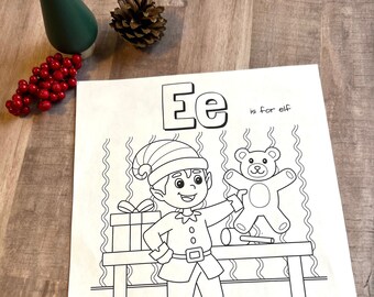 Christmas Alphabet Coloring Pages, Holiday Coloring Book, Learning Letters, Christmas Alphabet, ABC's,  Preschool Learning, Homeschool