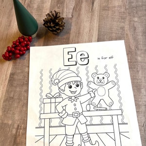Pages de coloriage de l’alphabet de Noël, Livre de coloriage des Fêtes, Lettres d’apprentissage, Alphabet de Noël, ABC, Apprentissage préscolaire, École à la maison