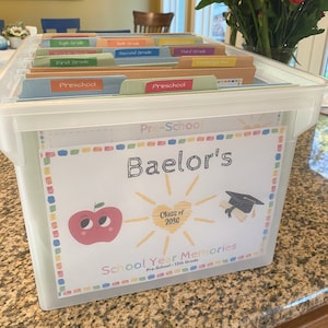 Personalized School Year Memory Tote, Customized Preschool- 12th grade Memories Box, DIY Kit for School Year Memory Bin, Back to School
