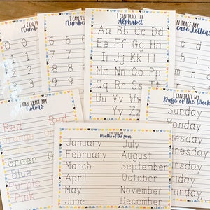 Preschool Tracing  Bundle, Tracing Numbers, Alphabet Tracing, Color Names Activity, Days of the Week, Number Words, Busy Binder Worksheet