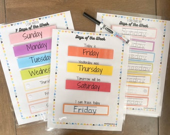 Days of the Week Printable, Circle Time Calendar, Kindergarten Learning Calendar, Homeschool Days of the Week, Busy Binder Days of the Week