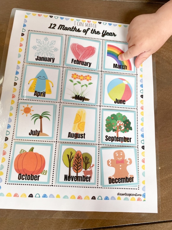 12 Months of the Year Toddler Months Organizer Preschool at Etsy