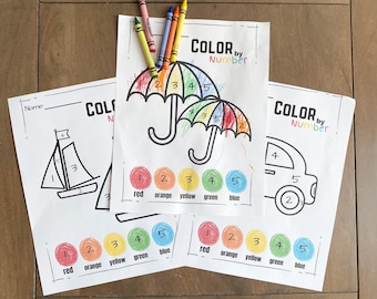 Color by Number, Preschool Coloring Sheets, Numbers and Colors Activity, Color by Number Printable for Kids! Easy Color by Number Acivity