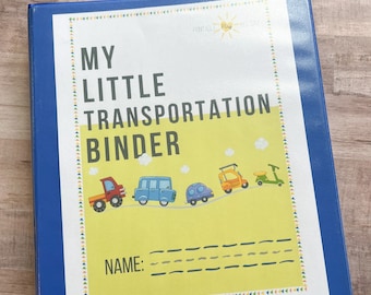 Transportation Theme Preschool Learning Binder, Pre-K Busy Binder, Kindergarten Learning Binder, Car Theme Busy Book, Homeschool Activities
