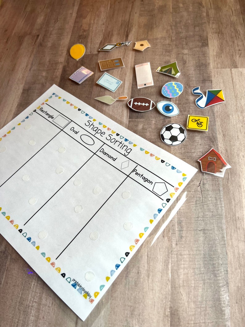 Shape Sorting Activity Printable, Matching Shapes Worksheets, Learning Shapes, Preschool Shape Sorting, Preschool Learning Binder Printable image 6