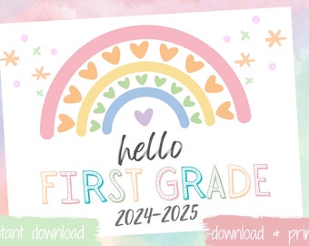 First Day of 1st Grade Sign, First Day of School Sign, Printable 1st ...
