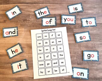 Búsqueda del tesoro de palabras a la vista, tarjetas flash de palabras a la vista para preescolar, juegos de palabras a la vista para jardín de infantes, mis primeras palabras a la vista, juegos prácticos de aprendizaje