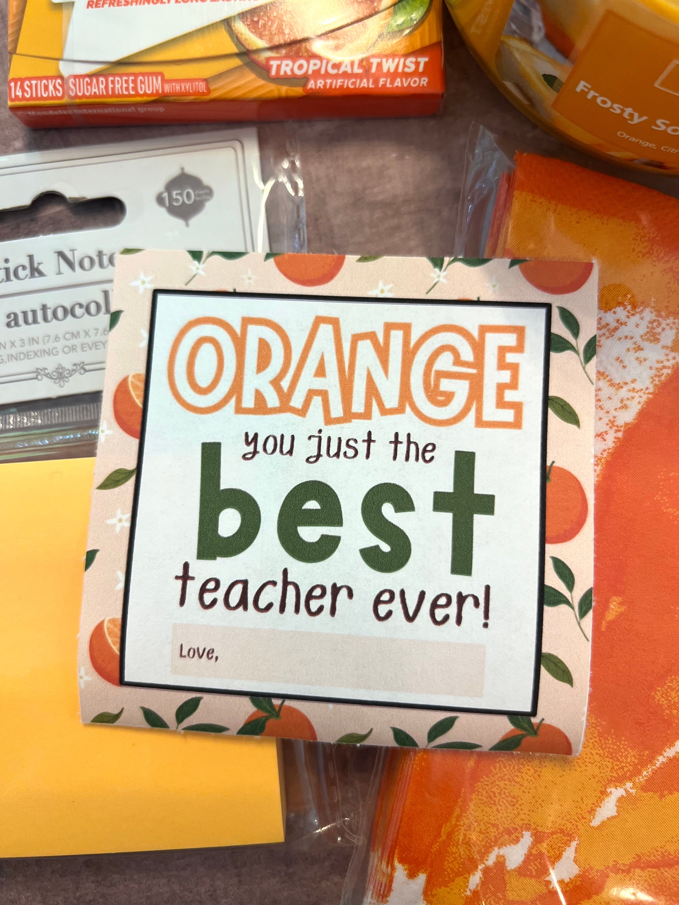 End of Year Thank You Gift Tag, Orange You the Best Teacher Gift Tag ...