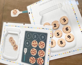 Cookie Jar Counting to Ten, 1-10 number matching, preschool counting, Montessori numbers, homeschool number printable, kindergarten counting