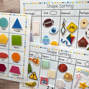 Shape Sorting Activity Printable, Matching Shapes Worksheets, Learning ...