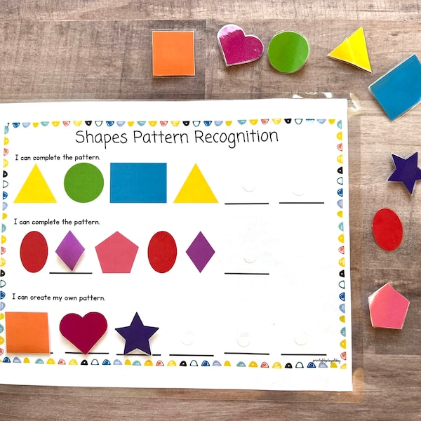 Learning Patterns Activity, Kindergarten Pattern Printable, Homeschool Patter Recognition Activity, Pattern Matching Game, Preschool Pattern
