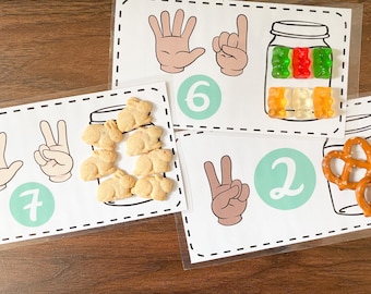 Snack Math, Counting to Ten Jars, Preschool Activity, preschool math, Montessori Math, Homeschool Counting, Preschool Number