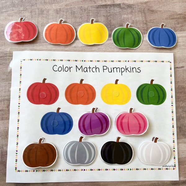 Fall Color Pumpkin Matching, Fall Busy Binder Printable, Preschool Colors, Montessori Color Matching, Halloween Homeschool Learning, Colors