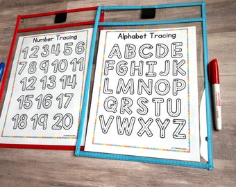 Alphabet Numbers Tracing Printable, Preschool Pre-Writing Activity, Alphabet Busy Binder Pages, Numbers Printable, Preschool Busy Binder