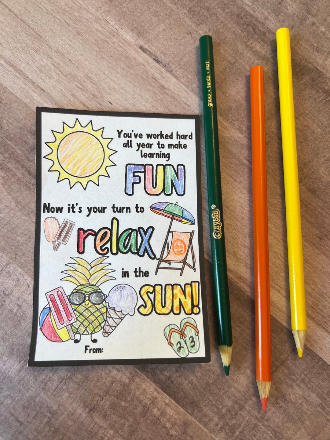 End of Year Thank You Gift Tag, Coloring Teacher Gift Tag, Teacher ...