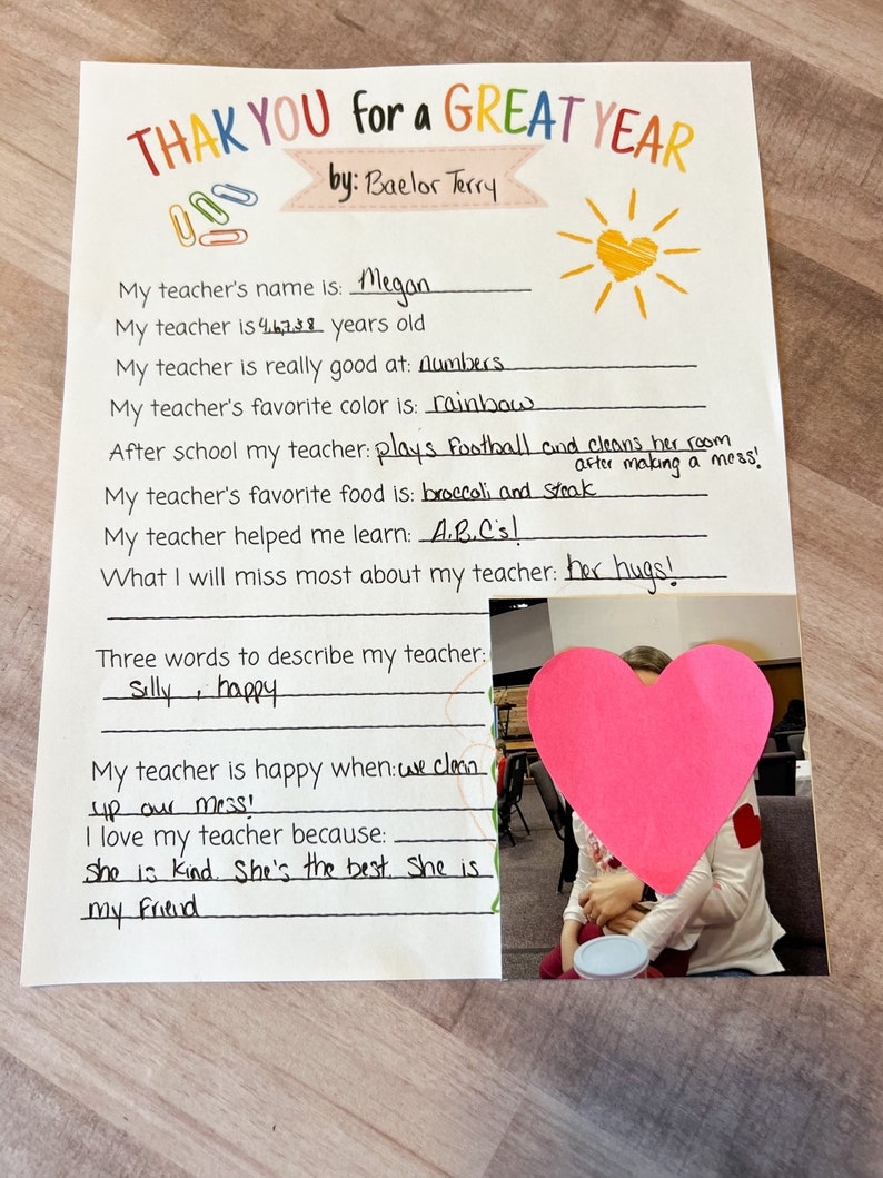 All about my teacher survey end of school year printable etsy