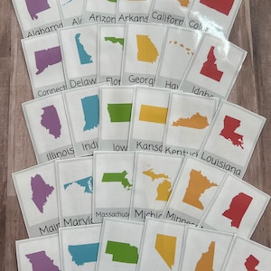 U.S. States, Printable Flashcards. United States, State Cards, U.S. Geography, Homeschool Activity, Social Studies States Flash Cards