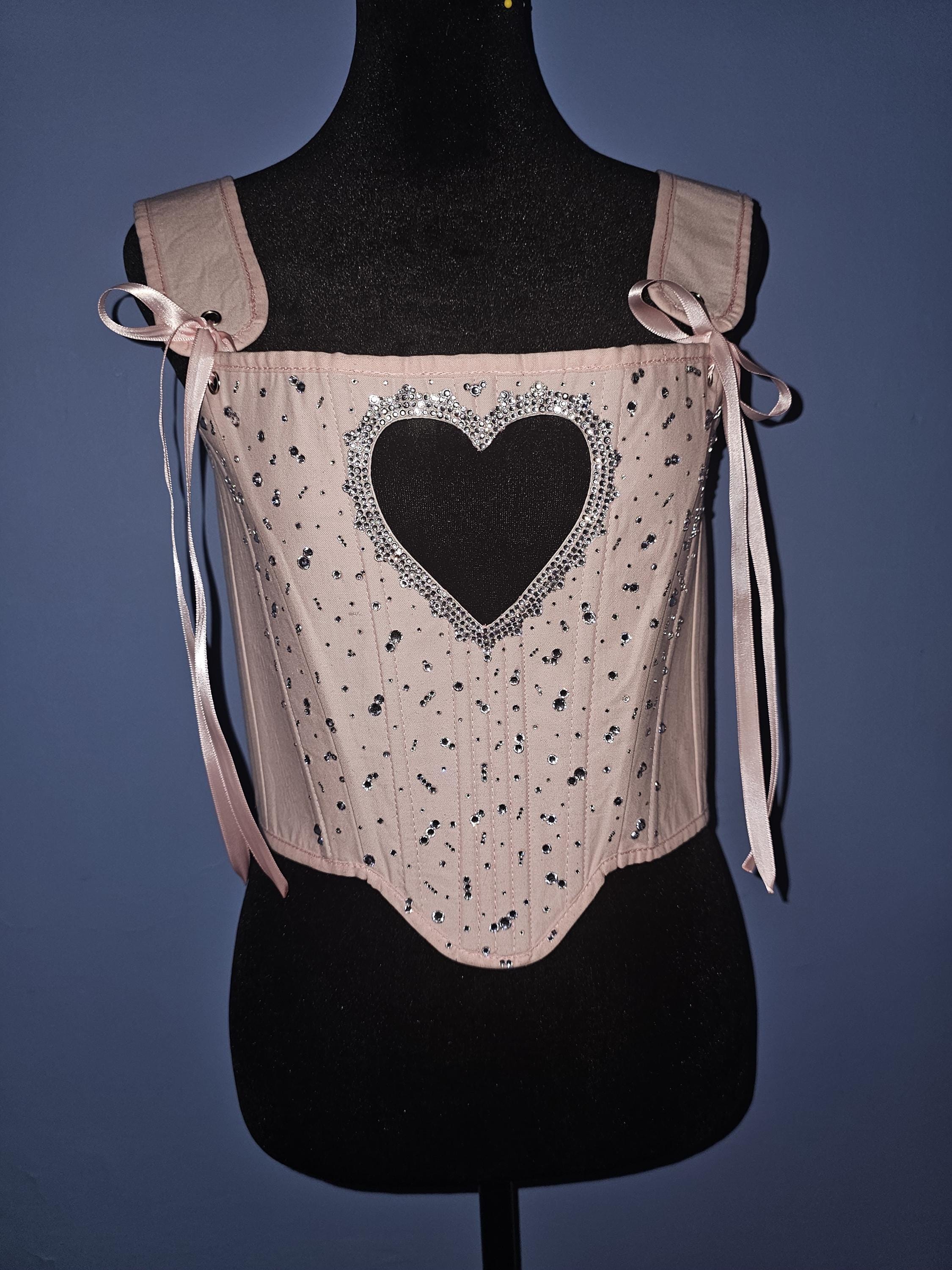 【EVERYBIRTHDAY】Corset Hurt Heart ネックレース Valentines dateHeart cutout Overbust Corset top lingerie and
