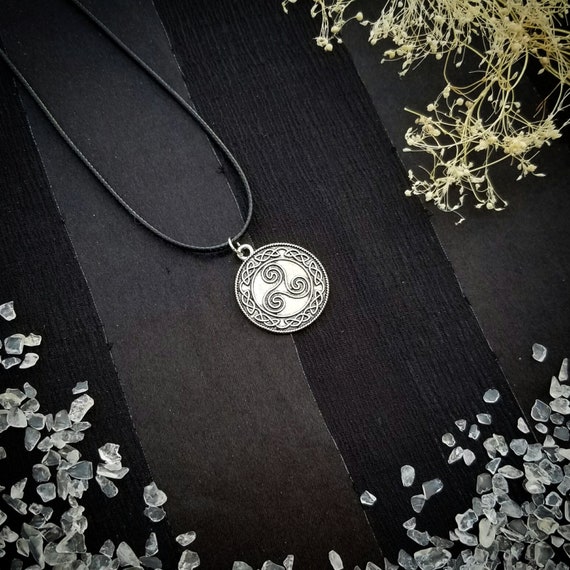 Celtic Triskelion Necklace Triple Spiral Necklace Witchy