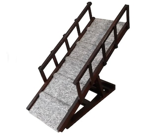 Rampa para mascotas con rieles plegables / 4 niveles de altura / Ajustable / Escalones