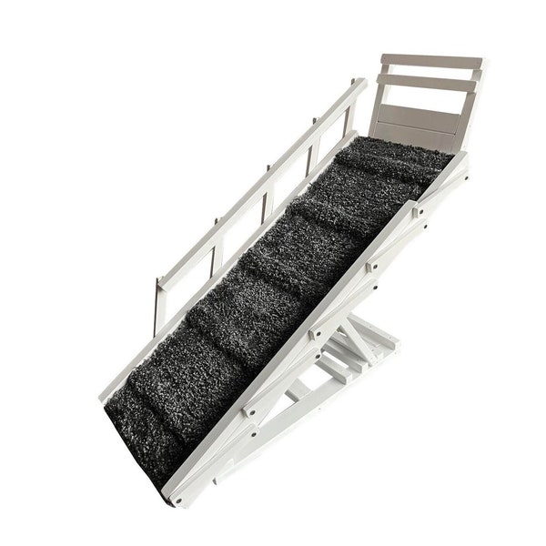 XL Pet Ramp with Foldable Rails |  Adjustable Heights | Front Rail