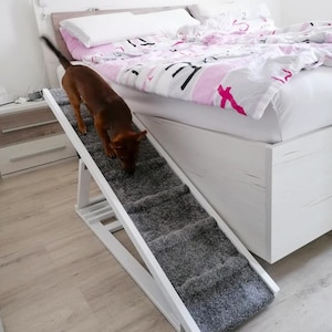 Adjustable Dog Ramp for Bed, Wooden Pet Ramp, Cat Ramp, Durable Pet Stairs, Sturdy Dog Ramp for Couch, Folding Dog Ramp, Collapsible Stairs