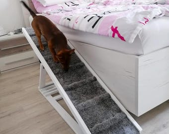 Adjustable Dog Ramp for Bed, Wooden Pet Ramp, Cat Ramp, Durable Pet Stairs, Sturdy Dog Ramp for Couch, Folding Dog Ramp, Collapsible Stairs