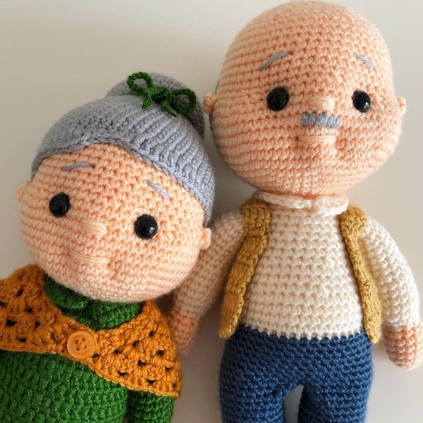 Grand-mère et grand-père au crochet | Amigurumi 24 cm | Fait main