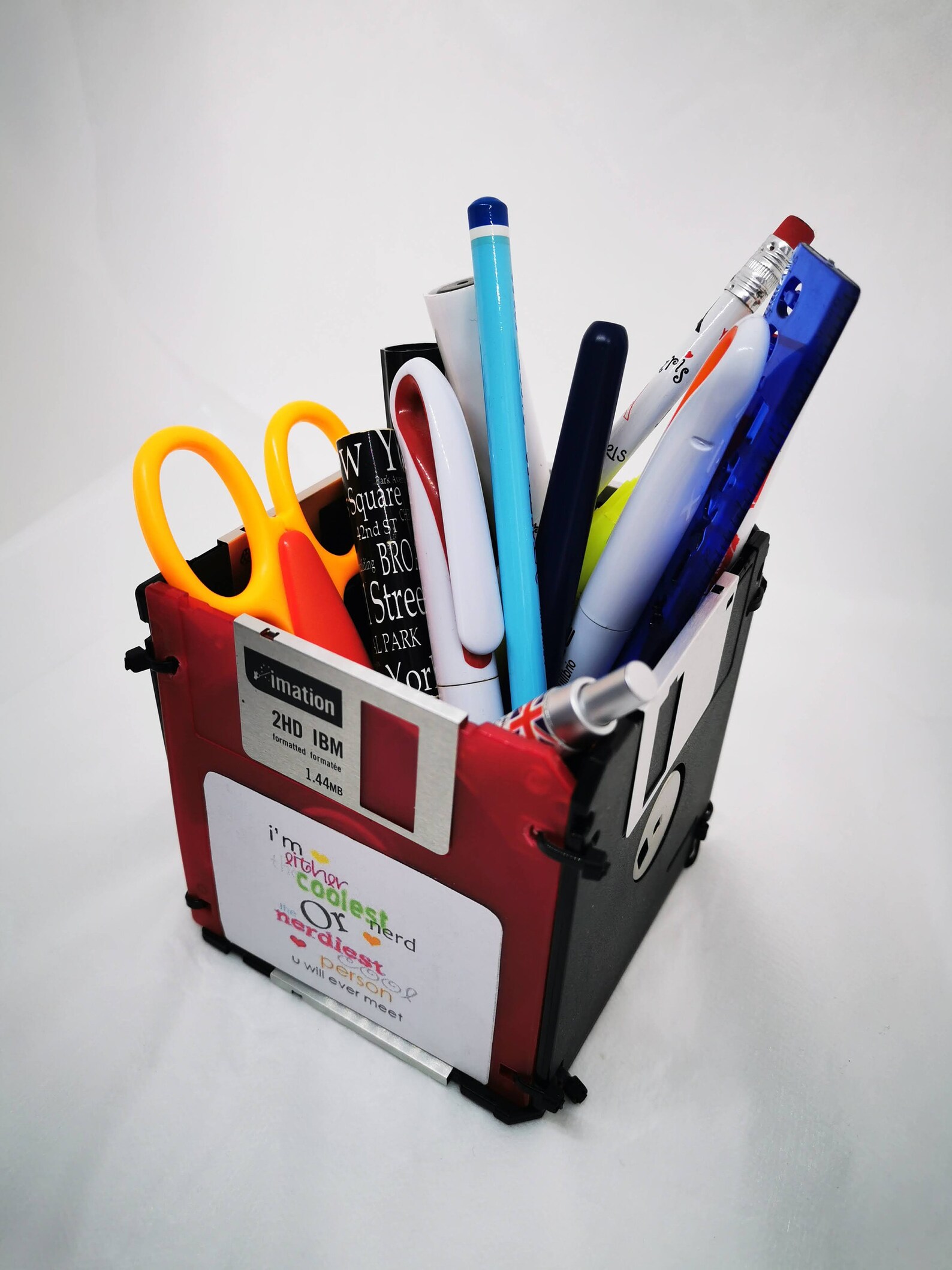 Floppy Disk Pen Pencil Holder Desk Accessory Black and Pink Etsy