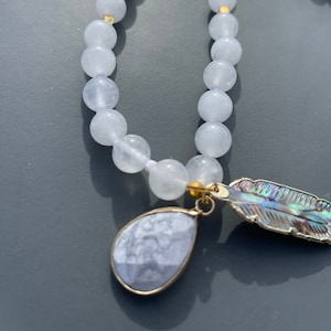 Moonstone Goddess Mala with Merlinite for Clarity, Fertility, Emotional Stability & Magic